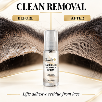 Lace adhesive residue before and after Sade Remover Spray