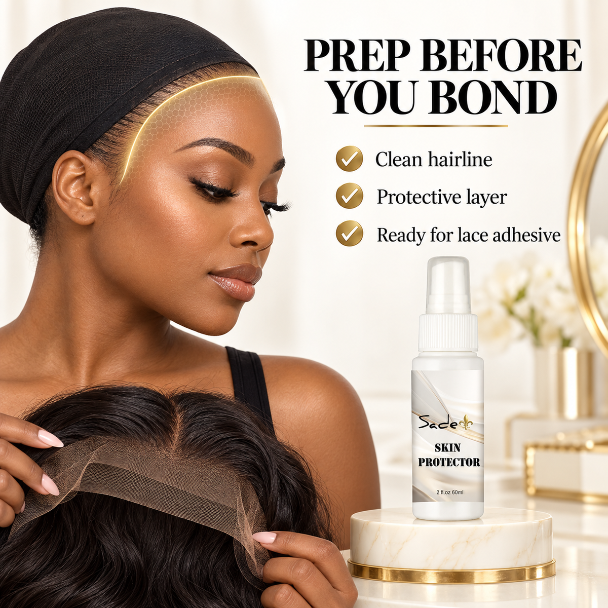 Prepare and protect the hairline before a lace-front wig installation